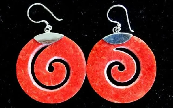 925 Silver and resin earrings Spiral Pair