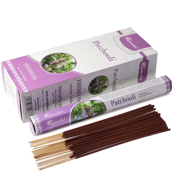 bG9jYWw6Ly9tZWRpYS85SC84RS82MFIzMEMxSDc0Vks4RTlIL2M5MzQ0YTk3LmpwZWc.webp Aromatika Charcoal Free Hex Incense Sticks - Patchouli