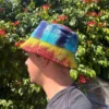 Patched Hemp and Cotton Boho Festival Hat - Tiedye