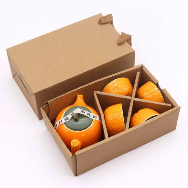 Herbal Orange Teapot Set - Pot and Four Cups