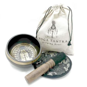 Hand Beaten and Engraved Singing Bowl Gift Set - 14cm - Yogi