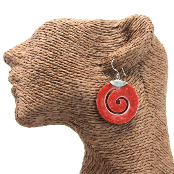 925 Silver and resin earrings Spiral