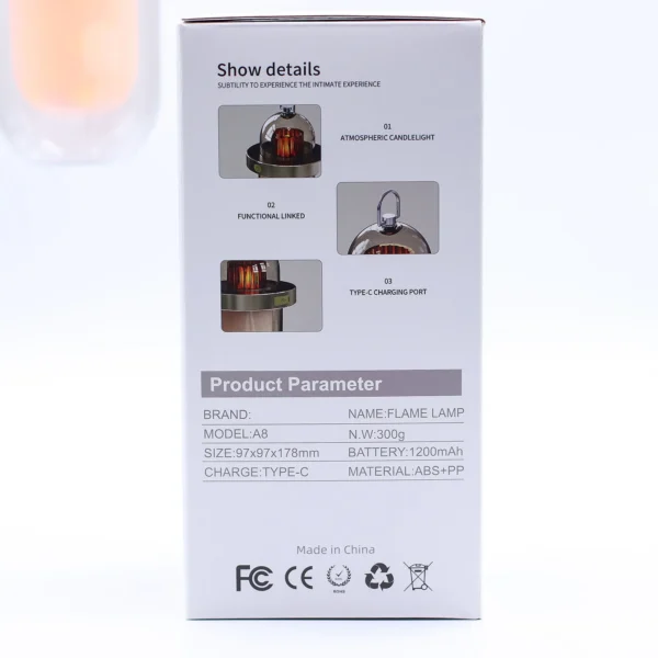 Outdoor Flame Effect Lamp - White USB - C Chargable - Multi Colour
