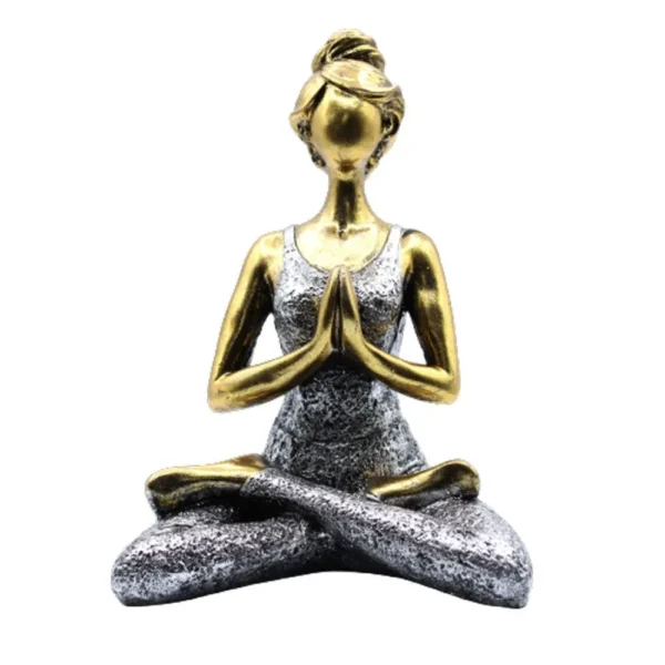 yoga lady figure bronze and silver 24cm