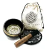 Hand Beaten and Engraved Singing Bowl Gift Set - 14cm - Flower of Life