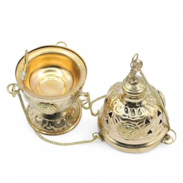 Hanging Brass Thurible & Quad-Scent Ritual Incense Bundle Pack