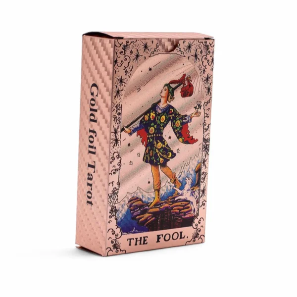 bG9jYWw6Ly9tZWRpYS85UC8yRS82MFIzMEMxSjY0UksyRTlQLzNhYjI3YmQxLmpwZw.webp Rose Gold Foil Tarot Card Set - Moon Phase - with booklet