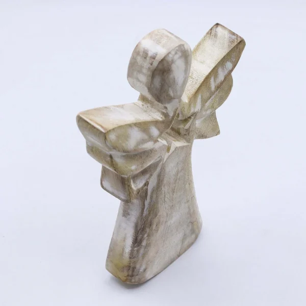 Mango Wood Angel - Whitewash with Star Cut Out