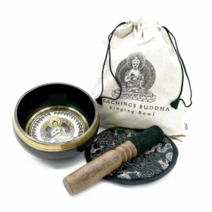 Hand Beaten and Engraved Singing Bowl Gift Set - 14cm - Teachings Buddha