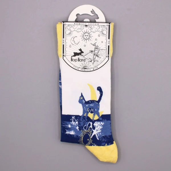 bG9jYWw6Ly9tZWRpYS85UC9KRS82MFIzMEMxRzZSVjNKRTlQLzA0MzM5ZmQwLmpwZWc.webp Hop Hare Bamboo Socks S/M - Midnight Cat