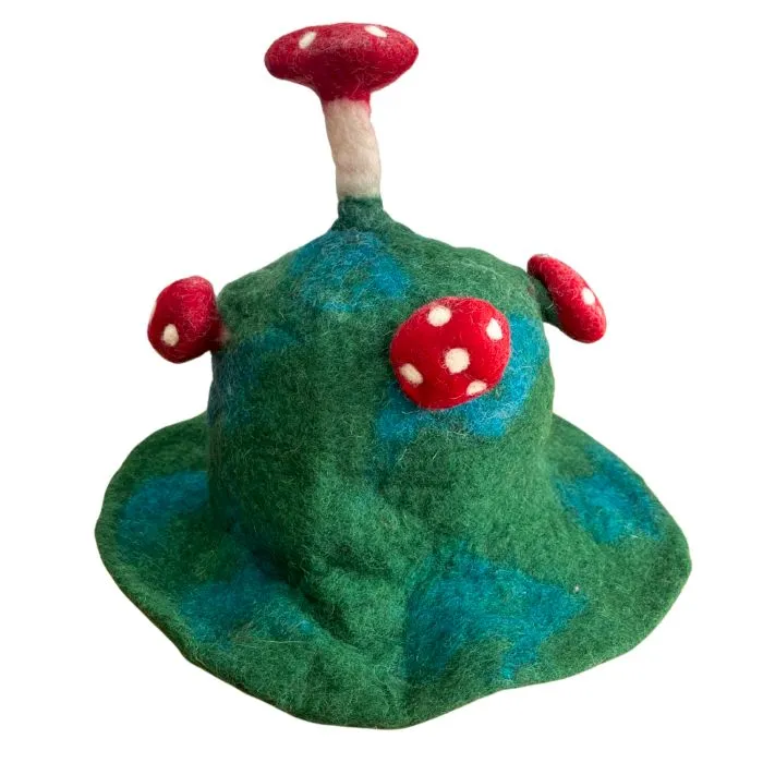 Green Felted mushroom hat