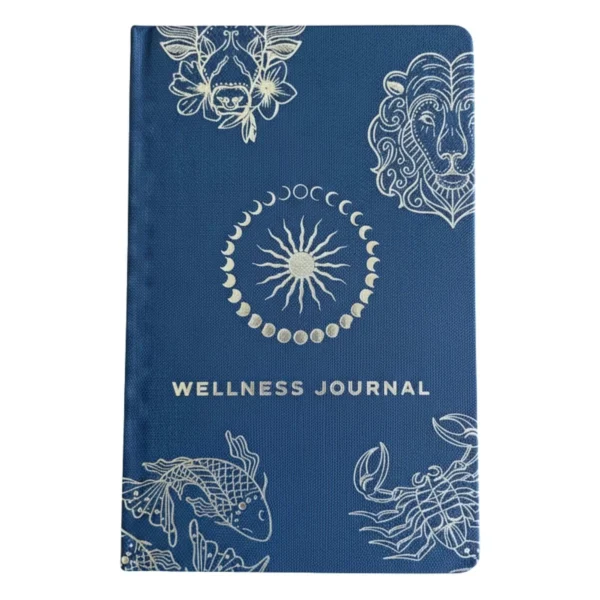 bG9jYWw6Ly9tZWRpYS85US84RC82MFIzMEMxSjY0U0s4RDlRLzVkOTZlMGVhLmpwZw.webp Midnight Blue Wellness Journal - 120 pages - Silver Zodiac