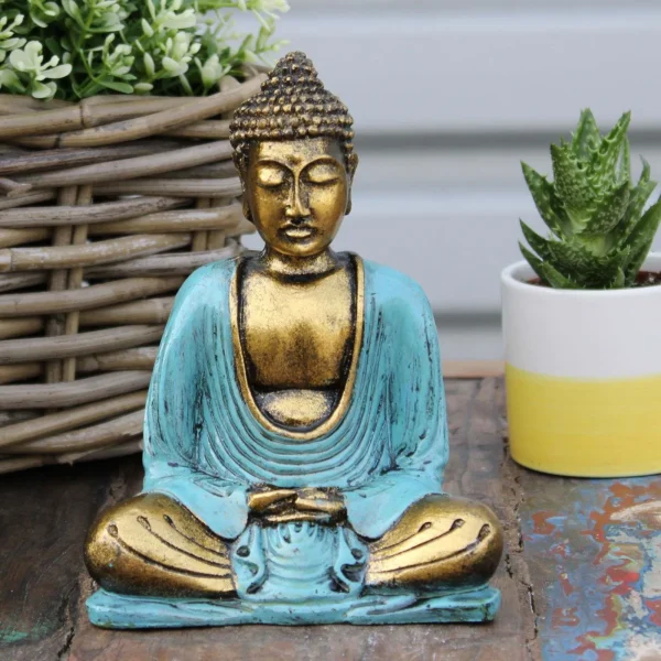 Teal and Gold Buddha - Medium