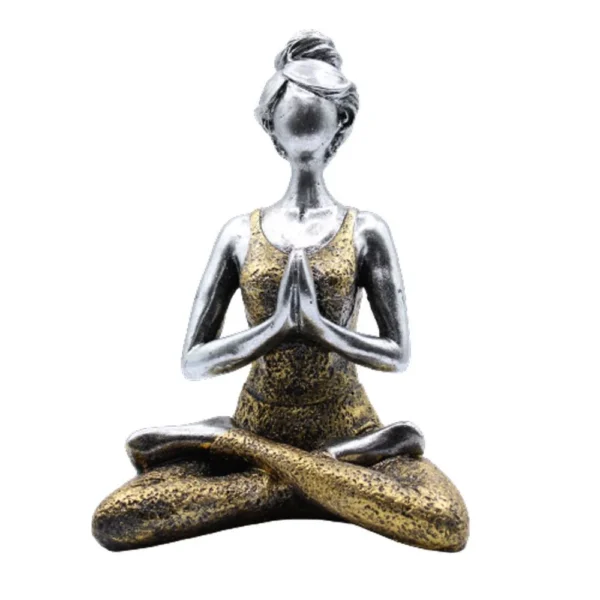 bG9jYWw6Ly9tZWRpYS85Uy82RC82MFIzMEMxRzZNV0s2RDlTLzc2MjQzOGFiLmpwZWc.webp Yoga Lady Figure Silver and Gold 24cm