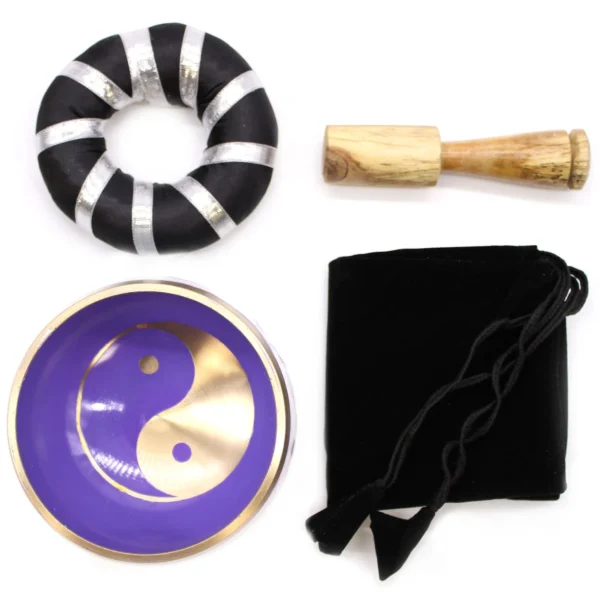 Yin and Yang Singing Bowl Set- White/Purple 10.7cm