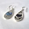 Shell and Silver Earrings - Teardrop Oval - Abalone