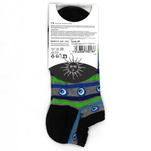 bG9jYWw6Ly9tZWRpYS8xRy9FQy82MFIzMEMxRzZSVzNFQzFHL2Q2ODRlNjQwLmpwZWc.webp M/L Hop Hare Bamboo Socks Low (7.5-11.5) - Evil Eye and Hamsa