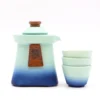 Temple Teapot Set and Three Cups - Blue Heaven