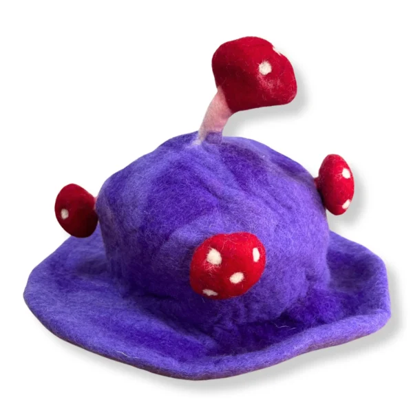 bG9jYWw6Ly9tZWRpYS8xSi80Qy82MFIzMEMxSDc0VEs0QzFKL2E1MGZkZGZmLnBuZw.webp Purple Felted Mushroom Hat - Dreamy Purple Haze