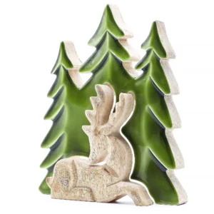 alternative Christmas hamper ideas. Wood and enamel Reindeer ornament