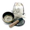 Hand Beaten and Engraved Singing Bowl Gift Set - 14cm - Green Tara