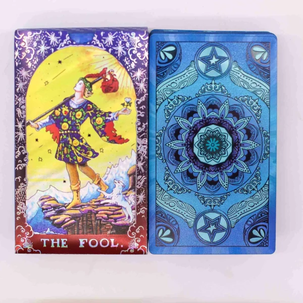 bG9jYWw6Ly9tZWRpYS8xSy80Qy82MFIzMEMxSjY0Uks0QzFLLzk2NDc3MGRlLmpwZw.webp Blue Foil Tarot Card Set - Mandala - with booklet