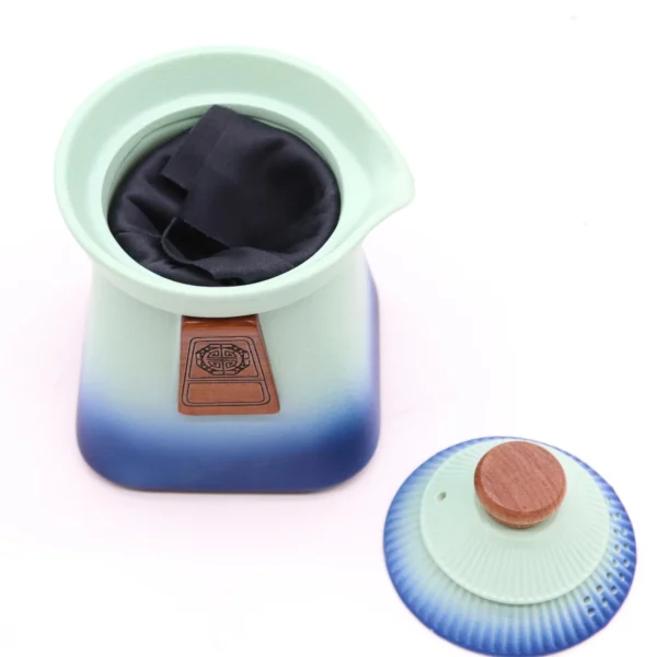 Temple Teapot Set and Three Cups - Blue Heaven