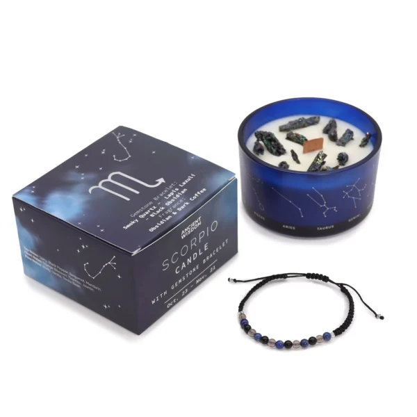 bG9jYWw6Ly9tZWRpYS8xTS8yRS82MFIzMEMxRzZXVEsyRTFNL2FiZDE4YmRmLmpwZWc.webp Zodiac Crystal Candle with Gemstone Bracelet - Scorpio
