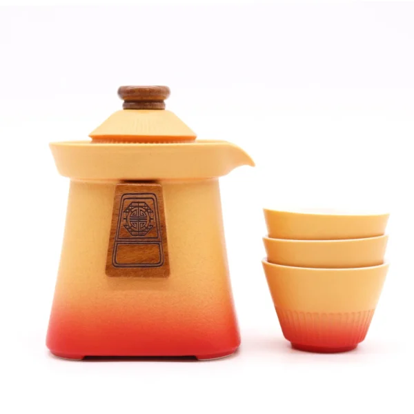 bG9jYWw6Ly9tZWRpYS8xUC8yQy82MFIzMEMxSDc0UjMyQzFQLzczMzI0ZGRkLmpwZWc.webp Temple Teapot Set and Three Cups - Orange Earth