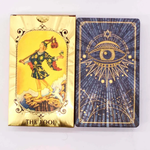 Blue and Gold Foil Tarot Card Set - All Seeing Eye - with booklet