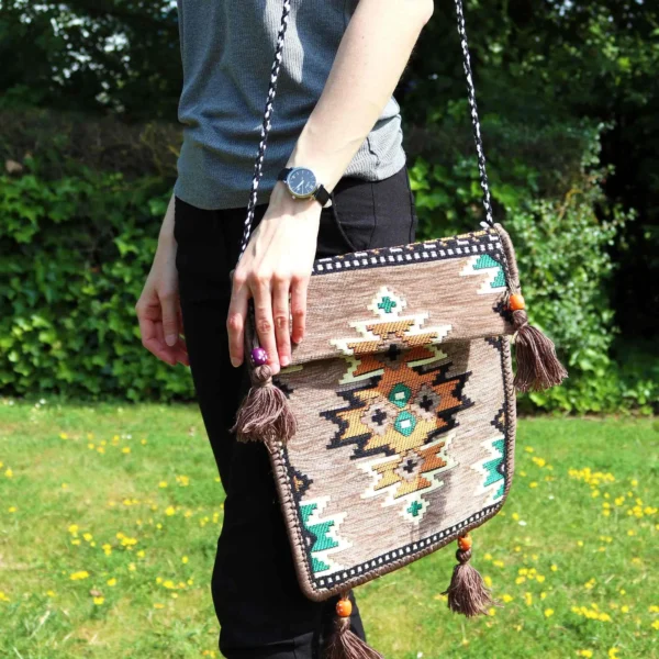 Beige Kilim Messenger Festival Bag