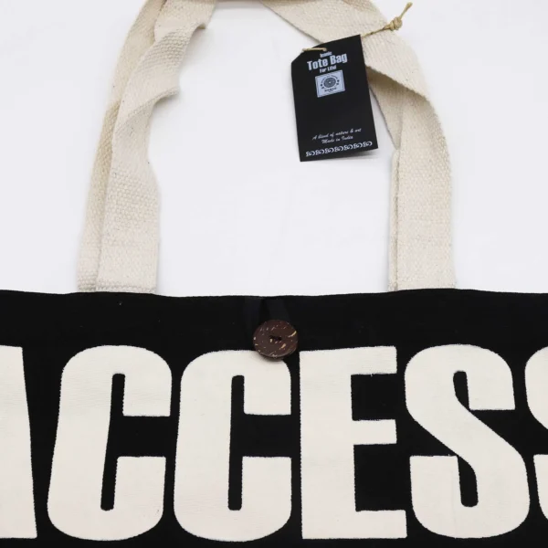 bG9jYWw6Ly9tZWRpYS8xUi9FRC82MFIzMEMxSDc0VzNFRDFSLzAyYTJkN2YyLmpwZWc.webp Iconic Classic Tote Bag - ACCESS ALL AREAS - Black Natural 10oz