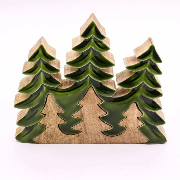 Lost in the Forrest - Three Trees 3D Wooden Christmas Decoration - 20x23cm