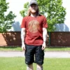 Large Stone Washed T-Shirt - Mandala - Maroon