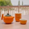Herbal Orange Teapot Set - Pot and Four Cups