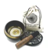 Hand Beaten and Engraved Singing Bowl Gift Set - 14cm - Round Medallions