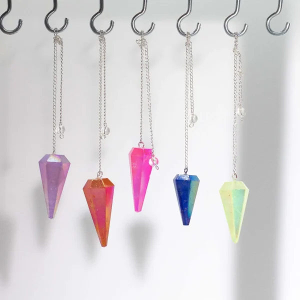 Six Sided Pendulum - Aurora Crystal Pale Green - 4cm