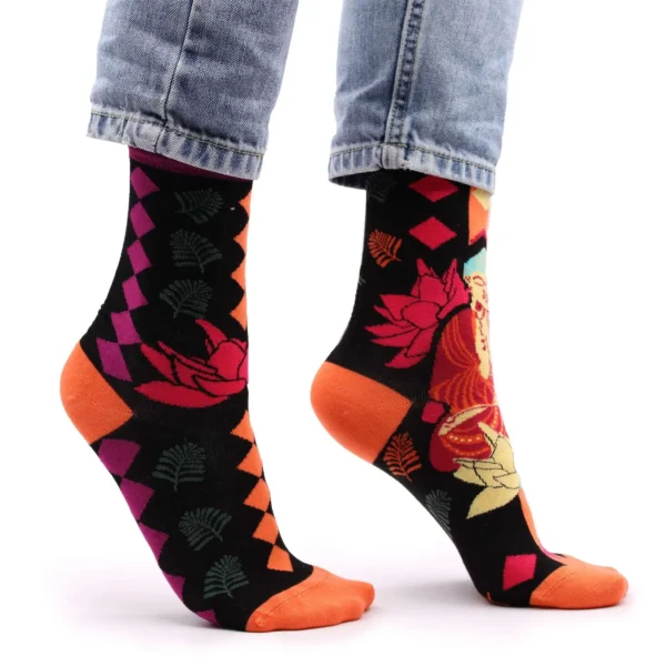 Hop Hare Bamboo Socks S/M - Pink Buddha and Lotus 
