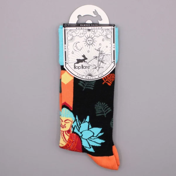 Hop Hare Bamboo Socks S/M - Blue Buddha and Lotus 