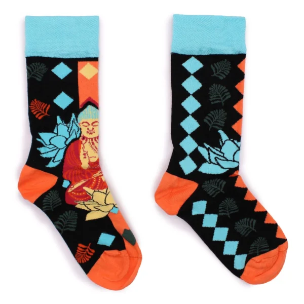 Hop Hare Bamboo Socks M/L - Blue Buddha and Lotus 