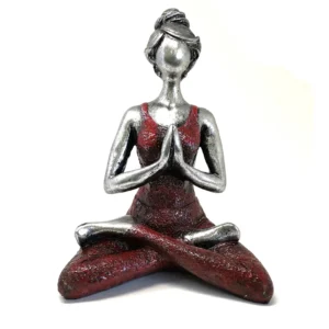 Yoga Lady Figure Silver and Bordeaux 24cm