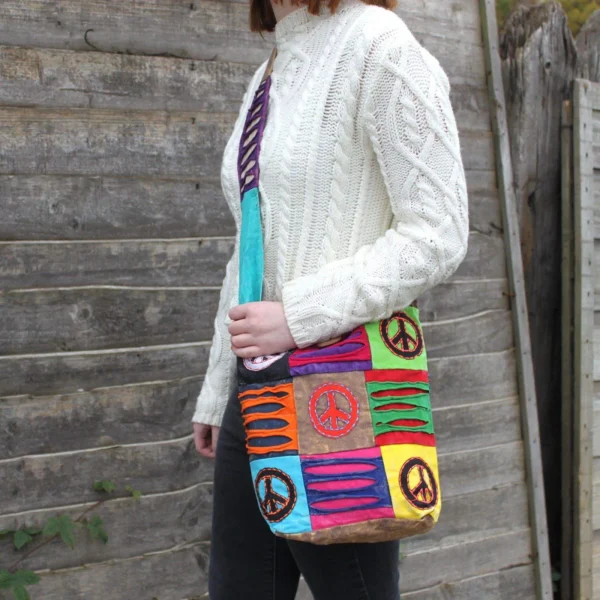 Ethnic Sling Bag - Sand - Peace