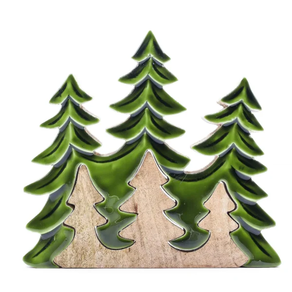 Lost in the Forrest - Three Trees 3D Wooden Christmas Decoration - 20x23cm