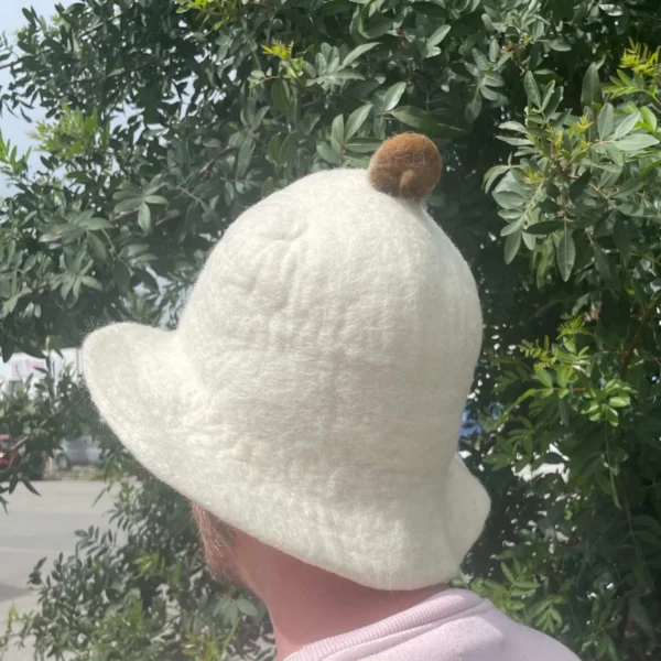 Felted Sauna Bowl Hat Natural