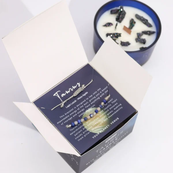 bG9jYWw6Ly9tZWRpYS9ITi8yRC82MFIzMEMxRzZXVEsyREhOLzMyMDYzODFlLmpwZWc.webp Zodiac Crystal Candle with Gemstone Bracelet - Taurus