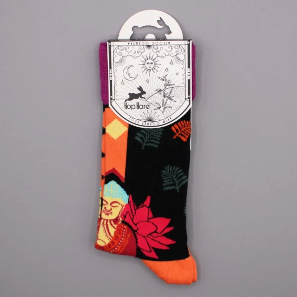 Hop Hare Bamboo Socks M/L - Pink Buddha and Lotus 