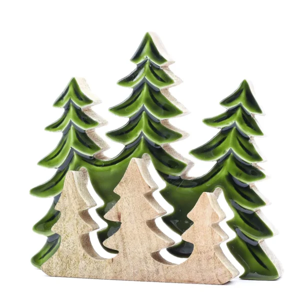 Lost in the Forrest - Three Trees 3D Wooden Christmas Decoration - 20x23cm