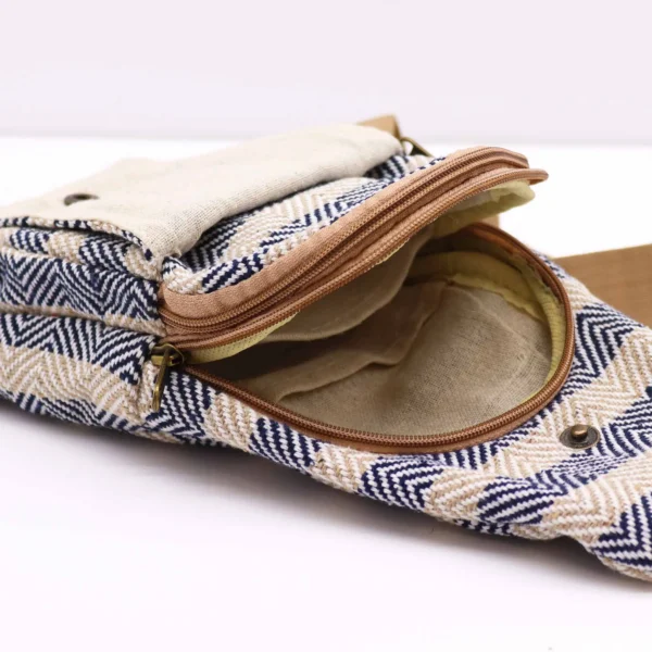 Body Cross Bag Natural Cotton - Tan and Navy