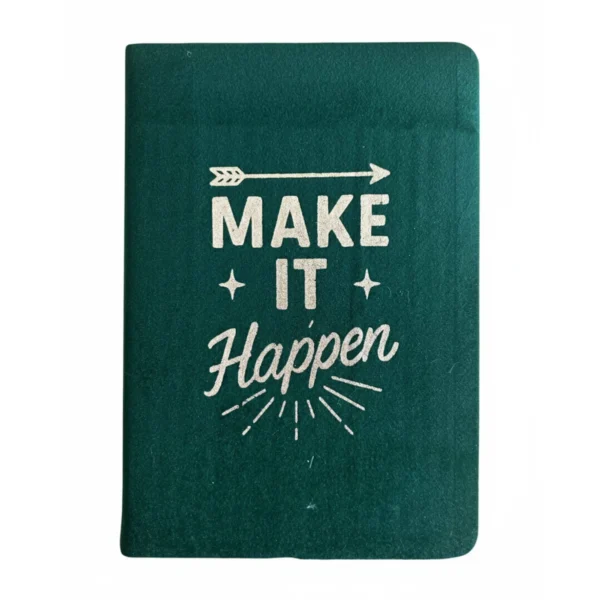 bG9jYWw6Ly9tZWRpYS9IUy84Qy82MFIzMEMxSjY0U0s4Q0hTL2EzZjE2ZjZlLmpwZw.webp Dark Green Velvet Notebook - 80 pages - Make It Happen