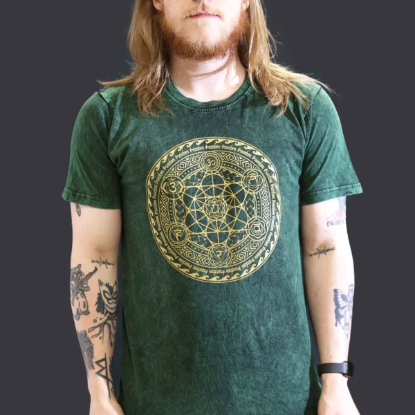 bG9jYWw6Ly9tZWRpYS9TSy82Qy82MFIzMEMxSDc0VjM2Q1NLL2MyZGJiNjk3LmpwZWc.webp Large Stone Washed T-Shirt - Chakra - Green